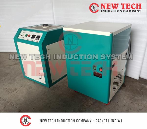 Induction Silver Melting Furnace is based on the latest and most advanced IGBT induction technology.Induction Silver Melting Furnace/Machine is extensively used in Jewellery workshop, Silver casting, Refinery, Bullion, chain making, Bangle making, Lab and Research Institute. Technical Details : Input Voltage - 415 VAC Power Supply - Three Phase Melting Material - SilverBrand - NEW TECH Technology - IGBTMax Temperature - 1150 Degree Melting Time - 45 min * Frequency - 50 HZ / 60 HZ Absorbed Power - 25 Kw Capacity of Crucible - 40 Kg Temperature Measurement - K type Cooling Water Temperature - 20 to 30 degree Water Pressure - 3 Bar Maximum Water Flow - 20 Lit/ Min Weight ( with chilling unit ) - 220 Kg Manufacturer - NEW TECH INDUCTION COMPANY