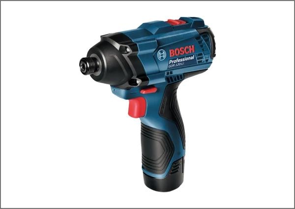 FAIR TRADE CORPORATION (FTC MUMBAI) Authorised Dealers for BOSCH GDR 120-LI KitOrder Number: 0 601 9F0 0F0FUNCTIONS & KEY FEATURES:- The new 12 V impact driver/wrench with the right power and widely used- An affordable and practical Bosch product- A versatile and user-friendly power tool equipped with 2-level power control- A cordless impact driver/wrench with easy handling and convenient ergonomic design.INCLUDED IN THIS VARIANT:- Cordless impact driver GDR 120-LI Professional: 2 x battery GBA 12V 2.0Ah- Order number: 1 600 A00 F6X: 1 x screwdriver bit PH 2- Charger GAL12-40: Order number: 1 600 A01 9R6- Carrying caseTECHNICAL DATAADDITIONAL DATA:- Battery Voltage: 12.0 V- Torque, Max.: 100 Nm- No-load Speed: 1,300 rpm- Weight incl. Battery: 1.1 kg- Tool Holder: 1/4'' Hex Uni- No-load Speed (1st level): 1,300 rpm- No-load speed (2nd level): 2,600 rpm- Impact rate: 0-3,200 bpm- Weight excl. Battery: 1.1 kg