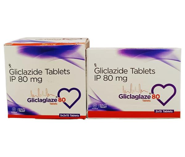 GLICLAGLAZE 80 Gliclazide (80mg)OverviewGLICLAGLAZE 80 is an oral medication containing Gliclazide at a dosage of 80 mg. Gliclazide belongs to the class of drugs known as sulfonylureas and is primarily used to manage type 2 diabetes mellitus. It helps control blood sugar levels by stimulating the release of insulin from the pancreatic beta cells. GLICLAGLAZE 80 is an effective treatment option for individuals who require oral hypoglycemic therapy to maintain optimal blood glucose levels.Benefits of GliclazideBlood Sugar ControlGliclazide effectively lowers blood glucose levels by increasing insulin secretion.Helps prevent complications associated with diabetes, such as neuropathy, nephropathy, and retinopathy.Reduced Risk of HypoglycemiaCompared to some other sulfonylureas, Gliclazide has a lower risk of causing hypoglycemia (low blood sugar levels).It provides a balanced approach to managing blood sugar without causing excessive drops in glucose levels.Cardiovascular BenefitsStudies suggest that Gliclazide may have a protective effect on the cardiovascular system.It may reduce the risk of cardiovascular events in diabetic patients, promoting overall heart health.Improved Glycemic ControlHelps achieve and maintain target HbA1c levels, reflecting long-term glycemic control.Can be used in combination with other oral antidiabetic agents or insulin to enhance its effectiveness.Usage and DosageGLICLAGLAZE 80 should be taken as prescribed by a healthcare professional. The typical starting dose is 40 to 80 mg daily, which can be adjusted based on the patient's blood glucose response. It is usually taken with meals to maximize its effectiveness and minimize gastrointestinal side effects. Consistent use and adherence to prescribed dosage are crucial for optimal results.Indications for UseType 2 Diabetes Mellitus: GLICLAGLAZE 80 is indicated for the management of type 2 diabetes in patients who cannot achieve adequate glycemic control through diet and exercise alone.Combination Therapy: It can be used in conjunction with other oral hypoglycemic agents or insulin to achieve better blood sugar control.Side EffectsGLICLAGLAZE 80 is generally well-tolerated. However, some patients may experience side effects, including:Hypoglycemia: Although less common, low blood sugar can occur, especially if meals are skipped or combined with excessive physical activity.Gastrointestinal Issues: Nausea, abdominal pain, and diarrhea may occur but are usually mild and transient.Allergic Reactions: Rarely, allergic reactions such as skin rash, itching, or hives may occur.Precautions and ContraindicationsLiver and Kidney Impairment: Patients with severe liver or kidney disease should use GLICLAGLAZE 80 with caution, as it may require dose adjustments.Pregnancy and Lactation: Gliclazide is not recommended during pregnancy or breastfeeding. Alternative treatments should be considered.Drug Interactions: Inform your healthcare provider about all medications and supplements you are taking, as Gliclazide can interact with other drugs, potentially altering its effectiveness.ConclusionGLICLAGLAZE 80 is a reliable and effective oral medication for managing type 2 diabetes mellitus. By stimulating insulin secretion, it helps control blood sugar levels, reducing the risk of diabetes-related complications. Its balanced approach to glycemic control, combined with potential cardiovascular benefits, makes GLICLAGLAZE 80 a valuable addition to diabetes management plans. Under the guidance of a healthcare professional, GLICLAGLAZE 80 can significantly improve the quality of life for individuals with type 2 diabetes, promoting better long-term health outcomes.For further information: EMAIL: info@sterispharma.com / contact@sterispharma.com CALL/WHATSAPP: 7877551268, 7849827488 Order NOW
