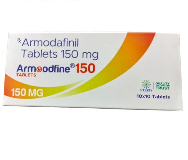 ARMOODFINE 150 Armodafinil (150mg)Armodafinil 150 is a medication known for its wakefulness-promoting properties. It belongs to a class of drugs called eugeroics, which means it promotes wakefulness without the stimulating effects associated with traditional stimulants like amphetamines.Armodafinil is primarily prescribed to treat excessive daytime sleepiness associated with narcolepsy, shift work sleep disorder, and obstructive sleep apnea. It works by affecting certain neurotransmitters in the brain involved in wakefulness and sleep regulation.The typical dosage of Armodafinil is 150 mg, taken once daily in the morning. It is important to follow the dosage instructions provided by your healthcare provider to achieve the best results and minimize side effects.Common side effects of Armodafinil may include headache, nausea, nervousness, dizziness, and trouble sleeping if taken too late in the day. Serious side effects are rare but can include severe rash, allergic reactions, and psychiatric symptoms such as anxiety or hallucinations.Armodafinil should not be used to replace getting enough sleep and should be used under the guidance of a healthcare professional. It is also important to disclose any other medications you are taking to avoid potential interactions.Overall, Armodafinil 150 is a medication used to improve wakefulness and reduce excessive daytime sleepiness in conditions where it is clinically indicated.For further informationEmail: info@sterispharma.com / contact@sterispharma.comCall/WhatsApp: 7877551268, 7849827488BUY NOW