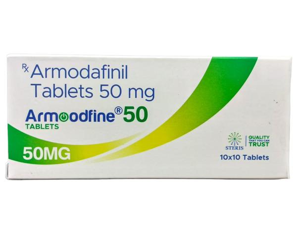 ARMOODFINE 50 Armodafinil (50mg)OverviewARMOODFINE 50, containing Armodafinil 50mg, is a prescription medication primarily used to promote wakefulness in individuals experiencing excessive sleepiness due to conditions such as narcolepsy, obstructive sleep apnea (OSA), and shift work sleep disorder (SWSD). Armodafinil is a wakefulness-promoting agent that works by altering neurotransmitters in the brain.UsesNarcolepsy: Helps individuals with narcolepsy stay awake during the day.Obstructive Sleep Apnea (OSA): Reduces excessive daytime sleepiness in individuals with OSA.Shift Work Sleep Disorder (SWSD): Assists those who work non-traditional hours stay awake and alert during their shifts.DosageStandard Dose: The typical dosage for ARMOODFINE 50 is 50mg taken once daily, usually in the morning for OSA and narcolepsy, or one hour before the start of the work shift for SWSD.Administration: Should be taken orally with or without food.Side EffectsCommon Side Effects: Headache, nausea, dizziness, and insomnia.Severe Side Effects: Rash, allergic reactions, anxiety, and depression. Immediate medical attention should be sought if severe side effects occur.PriceThe price of ARMOODFINE 50 can vary depending on the pharmacy, location, and whether you have insurance coverage. It's advisable to check with local pharmacies or online retailers for specific pricing information.ConclusionARMOODFINE 50 is a valuable medication for individuals struggling with excessive daytime sleepiness due to narcolepsy, OSA, or SWSD. While it can significantly improve wakefulness and productivity, it's important to use it under the supervision of a healthcare provider due to potential side effects and interactions with other medications. Always follow the prescribed dosage and consult your doctor if you experience any adverse reactions or have concerns about taking ARMOODFINE 50.For further informationEmail: info@sterispharma.com / contact@sterispharma.comCall/WhatsApp: 7877551268, 7849827488BUY NOW