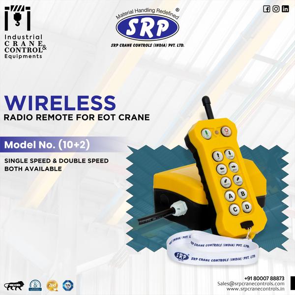 Product Details:Usage/Application EOT CraneRemote Type Wireless Remote ControlBrand SRPMaterial PlasticPackaging Type BoxDistance Range 0-100 mBattery Life 12 HoursCurrent Consumption 100mA-120mAPower Consumption 0.58 W - 0.65 WAll Voltage Available - 110v,24v,220vAll model Available Also we are doing customized product.Accessories:1 Receiver and 1 transmitter10 Double buttons1 Stop button1 Start switchRequestCallbackAdditional Information:Delivery Time: IMMEDIATE