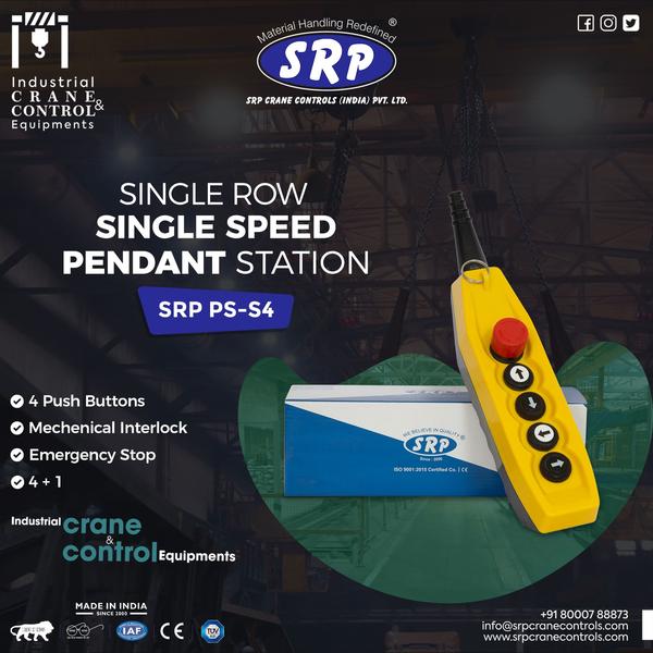 Product Details:Usage/Application Eot CraneBrand SRPSwitch Type Pendant ButtonMaterial/Body PlasticVoltage 230 - 440 VOperation Temperature -15 degree C to 70 degree CMax Current 61APower Consumption 12WEnclosure IP65Features:UnbreakableWaterproof1 year guarantee