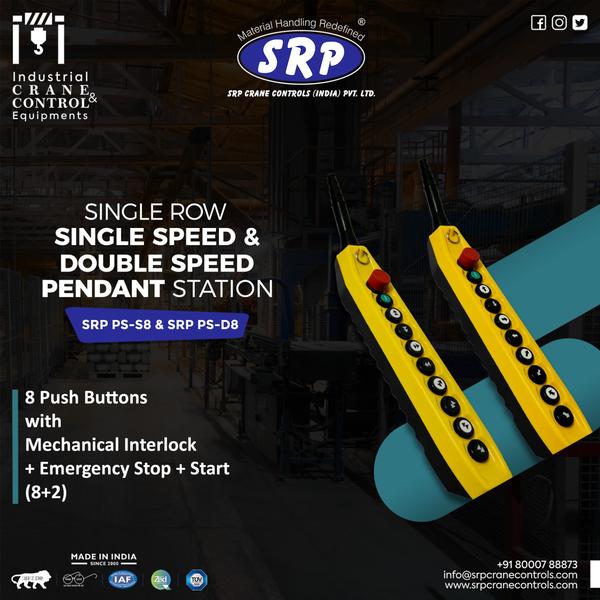 Pendant Push Button Station8 Double Speed Push Buttons with Mechanical Interlock + Emergency Stop + Start (8+2)Features:UnbreakableWaterproof1 year guaranteeAdditional Information:Delivery Time: 4 OR 5 DAYSPackaging Details: BOX OR WOODEN BOX PACKING