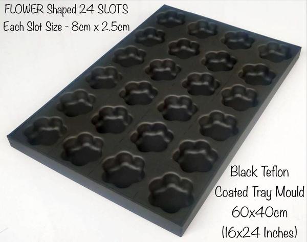 Flower Squared @4 Shots Black Teflon Coated Tray Mould 