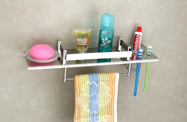 Modern, Trendy & Attractive - Very Modern, Trendy & Attractive (Architectural Design) Completes Your Bathroom Or Living Room Decor And Enhances The Look Of Your Walls.Multi Purpose Use : 4 in 1 Bathroom Shelf, Tumbler Holder, Towel-Napkin Hanger (Napkin).Rust Proof, Premium Design, Good Quality. Railing Ensures That Items Stay In Place AND Won't Fall Off.Beautiful Nickel Finish Shelf, Adding Style To Any Bathroom. Package Contents: 1 Stainless Steel Shelf With Free Fitting Material Inside.Very Modern, Trendy & Attractive (Architectural Design) Completes Your Bathroom Or Living Room Decor And Enhances The Look Of Your Walls.