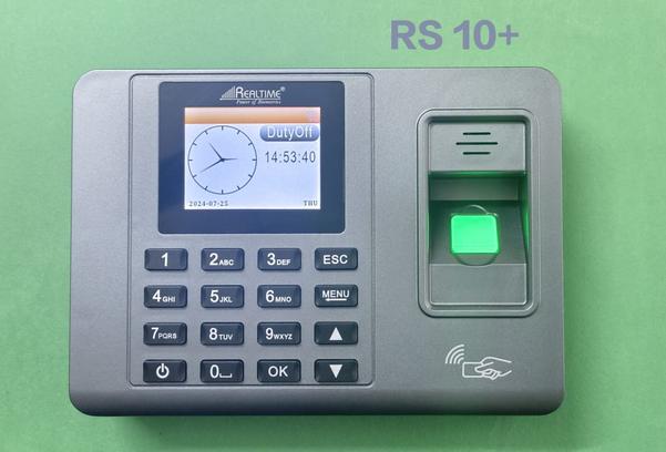 REALTIIME RS 10+ comes with fingerprint, card, battery backup and wifi.The salary or payroll desktop software is offered free with device. specificationsUsers 1000 Finger 1000Card 1000Transaction 1,00,000 LogsCommunication wifi , TCP/IP, USB Identification Speed <= 1secPower Supply 5V DC, 1A