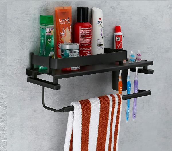BATHROOM STEEL RACK is highly durable as high-grade material of stainless steel is used for its manufacturing. It is scratches resistance, corrosion-proof, and of the best quality.3in1 Multipurpose shelf is a masterpiece as it includes a wall mount bathroom shelf, tumbler holder & towel holder and hence there arises no need to purchase all this separately.This bathroom steel rack is made from 100% high-grade stainless steel with an extra 18-10 nickel-chrome mirror finish so as to keep it last longer- rust and corrosion resistance.STELLER has the most elegant design among all types of shelves & racks with the best durability and high satisfaction in both - usage as well as in looks. Overall it’s a value-for-money thing.Bathroom steel rack/shelf/holder is available in size - (L) 39 X (W) 13 X (H) 10 cm. This multipurpose steel rack can serve all your needs for storage solutions efficiently.