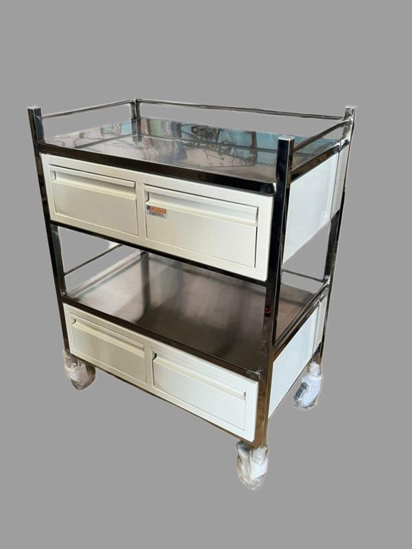 Specifications:-• Size: 780L X 490 D X 920 H• Full S.S frame With M.S DRAWERS• Four 5” whish wheels with brakes• Total lock key system• Upgraded efficiency of storing and mobilityHospital Furniture Manufacturer in India/Gurgaon/Delhi NCRBest Medical furniture supplier/Manufacture in Gurgaon/Delhi NCRHospital Medical Equipments supplier/Manufacture in Gurgaon/Delhi NCR