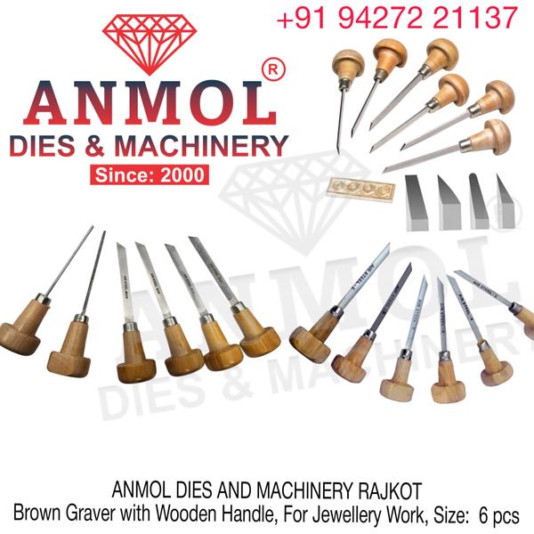 Brown Graver with Wooden Handle, For Jewellery Work, Size: 6