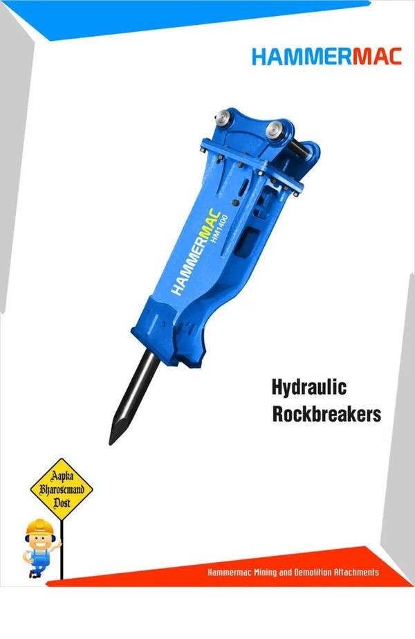 **Hydraulic Rock Breaker for Mini Excavator****Price:** ₹150,000/Set (Get Latest Price)**Product Brochure****Brand:** HM**Usage/Application:** Ideal for concrete breaking, rock breaking, excavation, and more.**Warranty:** 1 year**Specifications:**- **Total Diameter:** 45 cm- **Weight:** 95 kg- **Oil Capacity:** 90-120 liters**Minimum Order Quantity:** 1 Set**Compatibility:** Designed for use with mini excavators from leading brands such as Sany, JCB, Kubota, Tata, and more. Our Hydraulic Rock Breaker is also available for a complete range of models including TATA, Hyundai, JCB, Kobelco, Sany, CAT, and Volvo.Enhance your excavation capabilities with our reliable and high-performance Hydraulic Rock Breaker, engineered for durability and efficiency in demanding applications.