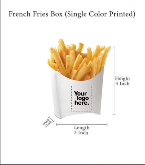  The box is designed with a vented top to keep the fries hot and crispy, and its compact, eco-friendly packaging makes it easy to enjoy on the go. Whether you're grabbing a quick snack or pairing it with your favorite meal, our French fries box delivers a satisfying crunch and taste that keeps you coming back for more.