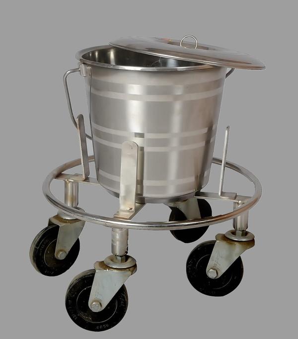 Specifications:-• Mainly made of Stainless Steel tubular frame work mounted on Three/Five 50 mm dia swivelling castors with S. S. bucket with cover • Finish in matt dualHospital Furniture Manufacturer in India/Gurgaon/Delhi NCRBest Medical furniture supplier/Manufacture in Gurgaon/Delhi NCRHospital Medical Equipments supplier/Manufacture in Gurgaon/Delhi NCR