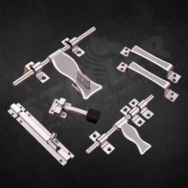Upgrade your space with our SS Stainless Steel Premium Cut Door Kit, a complete solution for unmatched security and style. This meticulously crafted kit features a high-quality stainless steel construction that promises exceptional durability and resistance to corrosion, ensuring your doors remain as sturdy and secure as the day they were installed. The premium cut finish provides a sleek, modern look that complements any décor, adding a touch of sophistication to both residential and commercial settings.The kit includes everything you need for a secure and reliable door installation:• 1 AL-Drop with a premium cut for a flawless finish,• 2 AL-Drop clamps for secure attachment,• 1 AL-Drop lock clamp to enhance security,• 1 Towerbolt for additional locking strength,• 1 Door stopper to prevent damage and wear,• 1 latch with 3 latch clamps for a firm closure,• 2 handles designed for comfort and easy grip.Each component in this kit is engineered for precision and durability, offering superior performance and a longer lifespan. The versatile design makes it perfect for various door types, ensuring functionality and ease of installation. Whether you're upgrading your home or outfitting a commercial property, this complete door kit meets all your needs with elegance and efficiency.Invest in the SS Stainless Steel Premium Cut Door Kit today and experience the perfect blend of style, security, and durability. Transform your doors into a testament of quality craftsmanship and innovative design!