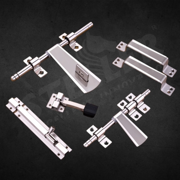 Upgrade your space with our SS Stainless Steel Premium Cut Door Kit, a complete solution for unmatched security and style. This meticulously crafted kit features a high-quality stainless steel construction that promises exceptional durability and resistance to corrosion, ensuring your doors remain as sturdy and secure as the day they were installed. The premium cut finish provides a sleek, modern look that complements any décor, adding a touch of sophistication to both residential and commercial settings.The kit includes everything you need for a secure and reliable door installation:• 1 AL-Drop with a premium cut for a flawless finish,• 2 AL-Drop clamps for secure attachment,• 1 AL-Drop lock clamp to enhance security,• 1 Towerbolt for additional locking strength,• 1 Door stopper to prevent damage and wear,• 1 latch with 3 latch clamps for a firm closure,• 2 handles designed for comfort and easy grip.Each component in this kit is engineered for precision and durability, offering superior performance and a longer lifespan. The versatile design makes it perfect for various door types, ensuring functionality and ease of installation. Whether you're upgrading your home or outfitting a commercial property, this complete door kit meets all your needs with elegance and efficiency.Invest in the SS Stainless Steel Premium Cut Door Kit today and experience the perfect blend of style, security, and durability. Transform your doors into a testament of quality craftsmanship and innovative design!