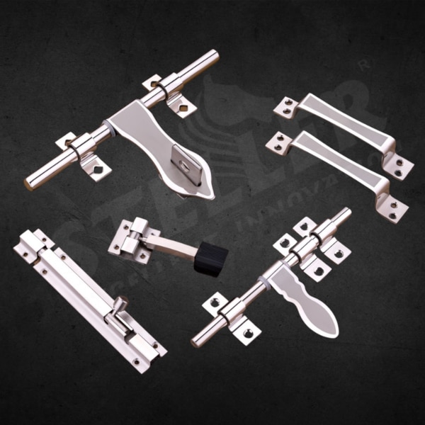 Upgrade your space with our SS Stainless Steel Premium Cut Door Kit, a complete solution for unmatched security and style. This meticulously crafted kit features a high-quality stainless steel construction that promises exceptional durability and resistance to corrosion, ensuring your doors remain as sturdy and secure as the day they were installed. The premium cut finish provides a sleek, modern look that complements any décor, adding a touch of sophistication to both residential and commercial settings.The kit includes everything you need for a secure and reliable door installation:• 1 AL-Drop with a premium cut for a flawless finish,• 2 AL-Drop clamps for secure attachment,• 1 AL-Drop lock clamp to enhance security,• 1 Towerbolt for additional locking strength,• 1 Door stopper to prevent damage and wear,• 1 latch with 3 latch clamps for a firm closure,• 2 handles designed for comfort and easy grip.Each component in this kit is engineered for precision and durability, offering superior performance and a longer lifespan. The versatile design makes it perfect for various door types, ensuring functionality and ease of installation. Whether you're upgrading your home or outfitting a commercial property, this complete door kit meets all your needs with elegance and efficiency.Invest in the SS Stainless Steel Premium Cut Door Kit today and experience the perfect blend of style, security, and durability. Transform your doors into a testament of quality craftsmanship and innovative design!