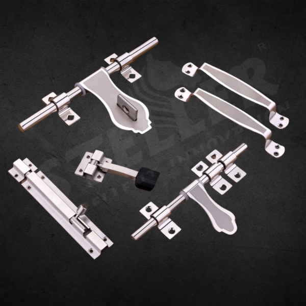 Upgrade your space with our SS Stainless Steel Premium Cut Door Kit, a complete solution for unmatched security and style. This meticulously crafted kit features a high-quality stainless steel construction that promises exceptional durability and resistance to corrosion, ensuring your doors remain as sturdy and secure as the day they were installed. The premium cut finish provides a sleek, modern look that complements any décor, adding a touch of sophistication to both residential and commercial settings.The kit includes everything you need for a secure and reliable door installation:• 1 AL-Drop with a premium cut for a flawless finish,• 2 AL-Drop clamps for secure attachment,• 1 AL-Drop lock clamp to enhance security,• 1 Towerbolt for additional locking strength,• 1 Door stopper to prevent damage and wear,• 1 latch with 3 latch clamps for a firm closure,• 2 handles designed for comfort and easy grip.Each component in this kit is engineered for precision and durability, offering superior performance and a longer lifespan. The versatile design makes it perfect for various door types, ensuring functionality and ease of installation. Whether you're upgrading your home or outfitting a commercial property, this complete door kit meets all your needs with elegance and efficiency.Invest in the SS Stainless Steel Premium Cut Door Kit today and experience the perfect blend of style, security, and durability. Transform your doors into a testament of quality craftsmanship and innovative design!