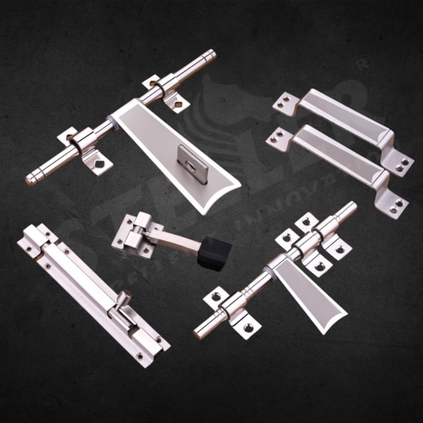 Upgrade your space with our SS Stainless Steel Premium Cut Door Kit, a complete solution for unmatched security and style. This meticulously crafted kit features a high-quality stainless steel construction that promises exceptional durability and resistance to corrosion, ensuring your doors remain as sturdy and secure as the day they were installed. The premium cut finish provides a sleek, modern look that complements any décor, adding a touch of sophistication to both residential and commercial settings.The kit includes everything you need for a secure and reliable door installation:• 1 AL-Drop with a premium cut for a flawless finish,• 2 AL-Drop clamps for secure attachment,• 1 AL-Drop lock clamp to enhance security,• 1 Towerbolt for additional locking strength,• 1 Door stopper to prevent damage and wear,• 1 latch with 3 latch clamps for a firm closure,• 2 handles designed for comfort and easy grip.Each component in this kit is engineered for precision and durability, offering superior performance and a longer lifespan. The versatile design makes it perfect for various door types, ensuring functionality and ease of installation. Whether you're upgrading your home or outfitting a commercial property, this complete door kit meets all your needs with elegance and efficiency.Invest in the SS Stainless Steel Premium Cut Door Kit today and experience the perfect blend of style, security, and durability. Transform your doors into a testament of quality craftsmanship and innovative design!