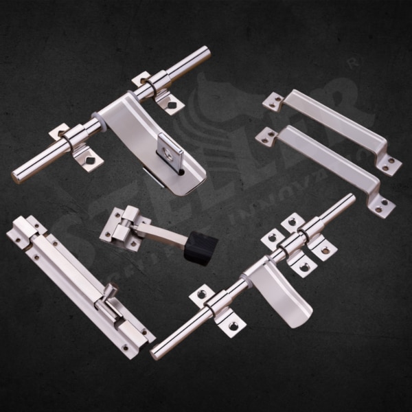 Upgrade your space with our SS Stainless Steel Premium Cut Door Kit, a complete solution for unmatched security and style. This meticulously crafted kit features a high-quality stainless steel construction that promises exceptional durability and resistance to corrosion, ensuring your doors remain as sturdy and secure as the day they were installed. The premium cut finish provides a sleek, modern look that complements any décor, adding a touch of sophistication to both residential and commercial settings.The kit includes everything you need for a secure and reliable door installation:• 1 AL-Drop with a premium cut for a flawless finish,• 2 AL-Drop clamps for secure attachment,• 1 AL-Drop lock clamp to enhance security,• 1 Towerbolt for additional locking strength,• 1 Door stopper to prevent damage and wear,• 1 latch with 3 latch clamps for a firm closure,• 2 handles designed for comfort and easy grip.Each component in this kit is engineered for precision and durability, offering superior performance and a longer lifespan. The versatile design makes it perfect for various door types, ensuring functionality and ease of installation. Whether you're upgrading your home or outfitting a commercial property, this complete door kit meets all your needs with elegance and efficiency.Invest in the SS Stainless Steel Premium Cut Door Kit today and experience the perfect blend of style, security, and durability. Transform your doors into a testament of quality craftsmanship and innovative design!