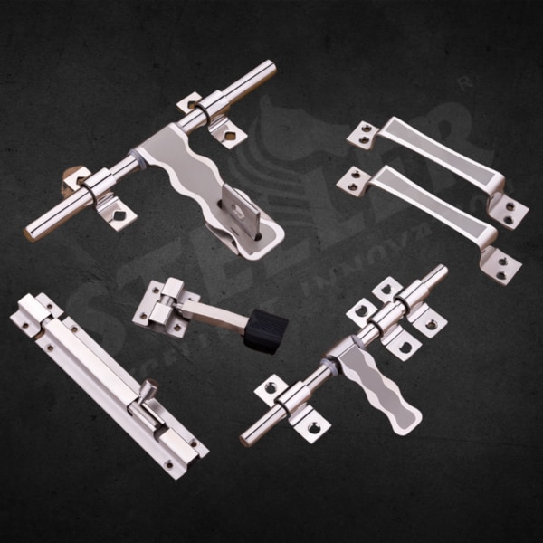 Upgrade your space with our SS Stainless Steel Premium Cut Door Kit, a complete solution for unmatched security and style. This meticulously crafted kit features a high-quality stainless steel construction that promises exceptional durability and resistance to corrosion, ensuring your doors remain as sturdy and secure as the day they were installed. The premium cut finish provides a sleek, modern look that complements any décor, adding a touch of sophistication to both residential and commercial settings.The kit includes everything you need for a secure and reliable door installation:• 1 AL-Drop with a premium cut for a flawless finish,• 2 AL-Drop clamps for secure attachment,• 1 AL-Drop lock clamp to enhance security,• 1 Towerbolt for additional locking strength,• 1 Door stopper to prevent damage and wear,• 1 latch with 3 latch clamps for a firm closure,• 2 handles designed for comfort and easy grip.Each component in this kit is engineered for precision and durability, offering superior performance and a longer lifespan. The versatile design makes it perfect for various door types, ensuring functionality and ease of installation. Whether you're upgrading your home or outfitting a commercial property, this complete door kit meets all your needs with elegance and efficiency.Invest in the SS Stainless Steel Premium Cut Door Kit today and experience the perfect blend of style, security, and durability. Transform your doors into a testament of quality craftsmanship and innovative design!