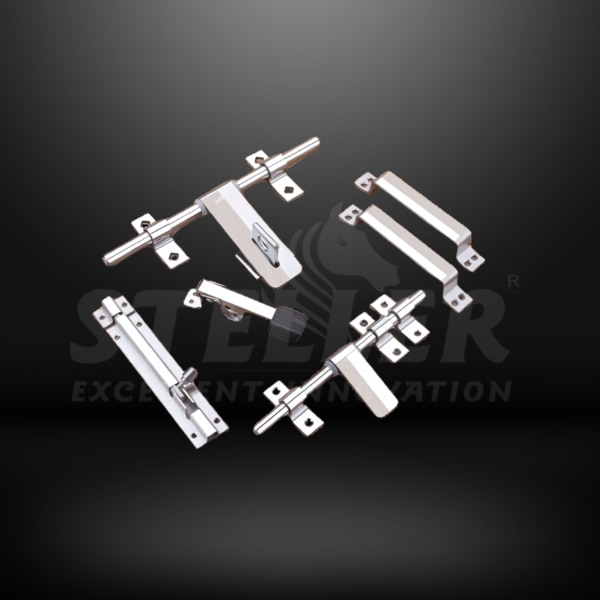 Enhance your door security and aesthetic with the Regular SS Door Kit from Steller Industries, a complete solution designed for both residential and commercial applications. Constructed from high-grade stainless steel, this door kit offers exceptional durability and a sleek, modern look, making it the perfect choice for anyone looking to combine reliability with style.Benefits of Choosing the Regular SS Door Kit:• Durability and Longevity: Made from premium stainless steel, this kit is designed to withstand the elements and provide years of reliable use.• Versatile Use: Perfect for both residential and commercial settings, offering flexibility to suit any need.• Easy to Install: The kit includes all necessary components for quick and easy installation, saving you time and hassle.• Enhanced Security: Features robust locking mechanisms to ensure your doors are safe and secure.Key Features of the Regular SS Door Kit:• 1 AL-Drop with Regular Design: A robust AL-Drop that ensures secure closure and smooth operation, perfect for daily use.• 2 AL-Drop Clamps & 1 AL-Drop Lock Clamp: These clamps provide a secure grip and maintain the alignment of the AL-Drop, enhancing the overall stability and security of your door.• 1 Towerbolt: A heavy-duty towerbolt designed to provide additional security, ideal for both home and office doors.• 1 Door Stopper: Protects your walls and door from damage while minimizing noise, made from durable materials to withstand frequent use.• 1 Latch with 3 Latch Clamps: Offers a reliable and smooth latching mechanism that is easy to operate, ensuring a secure closure every time.• 2 Stainless Steel Handles: Ergonomically designed for a comfortable grip, these handles are both functional and stylish, adding a modern touch to any door.The Steller Industries Regular SS Door Kit is built to deliver top-notch performance, thanks to its superior stainless steel construction. This material is highly resistant to rust and corrosion, ensuring your door components remain in pristine condition over time. Each piece in this kit is carefully designed for optimal functionality and enhanced security, making it a versatile solution for a variety of settings.Upgrade your door fittings with the Regular SS Door Kit from Steller Industries and enjoy a seamless blend of strength, functionality, and modern design. Make the smart choice for your property with this high-quality, reliable door hardware set.