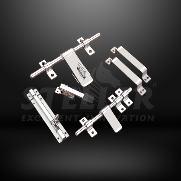 Enhance your door security and aesthetic with the Regular SS Door Kit from Steller Industries, a complete solution designed for both residential and commercial applications. Constructed from high-grade stainless steel, this door kit offers exceptional durability and a sleek, modern look, making it the perfect choice for anyone looking to combine reliability with style.Benefits of Choosing the Regular SS Door Kit:• Durability and Longevity: Made from premium stainless steel, this kit is designed to withstand the elements and provide years of reliable use.• Versatile Use: Perfect for both residential and commercial settings, offering flexibility to suit any need.• Easy to Install: The kit includes all necessary components for quick and easy installation, saving you time and hassle.• Enhanced Security: Features robust locking mechanisms to ensure your doors are safe and secure.Key Features of the Regular SS Door Kit:• 1 AL-Drop with Regular Design: A robust AL-Drop that ensures secure closure and smooth operation, perfect for daily use.• 2 AL-Drop Clamps & 1 AL-Drop Lock Clamp: These clamps provide a secure grip and maintain the alignment of the AL-Drop, enhancing the overall stability and security of your door.• 1 Towerbolt: A heavy-duty towerbolt designed to provide additional security, ideal for both home and office doors.• 1 Door Stopper: Protects your walls and door from damage while minimizing noise, made from durable materials to withstand frequent use.• 1 Latch with 3 Latch Clamps: Offers a reliable and smooth latching mechanism that is easy to operate, ensuring a secure closure every time.• 2 Stainless Steel Handles: Ergonomically designed for a comfortable grip, these handles are both functional and stylish, adding a modern touch to any door.The Steller Industries Regular SS Door Kit is built to deliver top-notch performance, thanks to its superior stainless steel construction. This material is highly resistant to rust and corrosion, ensuring your door components remain in pristine condition over time. Each piece in this kit is carefully designed for optimal functionality and enhanced security, making it a versatile solution for a variety of settings.Upgrade your door fittings with the Regular SS Door Kit from Steller Industries and enjoy a seamless blend of strength, functionality, and modern design. Make the smart choice for your property with this high-quality, reliable door hardware set.