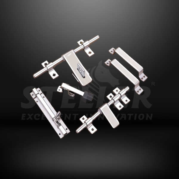 Enhance your door security and aesthetic with the Regular SS Door Kit from Steller Industries, a complete solution designed for both residential and commercial applications. Constructed from high-grade stainless steel, this door kit offers exceptional durability and a sleek, modern look, making it the perfect choice for anyone looking to combine reliability with style.Benefits of Choosing the Regular SS Door Kit:• Durability and Longevity: Made from premium stainless steel, this kit is designed to withstand the elements and provide years of reliable use.• Versatile Use: Perfect for both residential and commercial settings, offering flexibility to suit any need.• Easy to Install: The kit includes all necessary components for quick and easy installation, saving you time and hassle.• Enhanced Security: Features robust locking mechanisms to ensure your doors are safe and secure.Key Features of the Regular SS Door Kit:• 1 AL-Drop with Regular Design: A robust AL-Drop that ensures secure closure and smooth operation, perfect for daily use.• 2 AL-Drop Clamps & 1 AL-Drop Lock Clamp: These clamps provide a secure grip and maintain the alignment of the AL-Drop, enhancing the overall stability and security of your door.• 1 Towerbolt: A heavy-duty towerbolt designed to provide additional security, ideal for both home and office doors.• 1 Door Stopper: Protects your walls and door from damage while minimizing noise, made from durable materials to withstand frequent use.• 1 Latch with 3 Latch Clamps: Offers a reliable and smooth latching mechanism that is easy to operate, ensuring a secure closure every time.• 2 Stainless Steel Handles: Ergonomically designed for a comfortable grip, these handles are both functional and stylish, adding a modern touch to any door.The Steller Industries Regular SS Door Kit is built to deliver top-notch performance, thanks to its superior stainless steel construction. This material is highly resistant to rust and corrosion, ensuring your door components remain in pristine condition over time. Each piece in this kit is carefully designed for optimal functionality and enhanced security, making it a versatile solution for a variety of settings.Upgrade your door fittings with the Regular SS Door Kit from Steller Industries and enjoy a seamless blend of strength, functionality, and modern design. Make the smart choice for your property with this high-quality, reliable door hardware set.