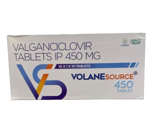 VOLANE SOURCE 450VALGANCICLOVIR TABLET IP 450 MGVOLANE SOURCE 450 contains Valganciclovir Tablet IP 450 mg, an antiviral medication used to treat infections caused by cytomegalovirus (CMV). CMV can affect various organs and is particularly dangerous in people with weakened immune systems, such as those who have undergone organ transplants or are living with HIV. Valganciclovir is essential for preventing CMV infections and managing existing ones. Key Benefits: Prevention of CMV Infections: VOLANE SOURCE 450 is primarily used to prevent CMV infections in high-risk individuals, especially those who have undergone organ transplants.Treatment of CMV Retinitis: It is also effective in treating CMV retinitis, a severe eye infection that can lead to blindness in people with weakened immune systems.High Oral Bioavailability: Valganciclovir offers a convenient oral option with high bioavailability, making it easier for patients to manage their treatment at home. How Does It Work?Valganciclovir, the active ingredient in VOLANE SOURCE 450, is converted into ganciclovir in the body. Ganciclovir works by inhibiting the replication of viral DNA. It incorporates into the viral DNA, leading to chain termination and preventing the virus from multiplying. This action helps control the spread of the CMV infection within the body, reducing symptoms and preventing further complications. Directions for Use: Dosage: The dosage of VOLANE SOURCE 450 is determined by the healthcare provider based on the patient's medical condition, weight, and response to treatment.Administration: The tablet should be taken orally with food to enhance absorption. Swallow the tablet whole without crushing or chewing.Duration: Follow the prescribed course of treatment, even if symptoms improve, to ensure the complete eradication of the virus. Side Effects: Common Side Effects: Nausea, diarrhea, headache, and fatigue are some of the common side effects associated with Valganciclovir.Serious Side Effects: In rare cases, VOLANE SOURCE 450 may cause severe side effects such as bone marrow suppression, which can lead to conditions like anemia, leukopenia, and thrombocytopenia. Immediate medical attention is required if any signs of these conditions occur.Monitoring: Regular blood tests are recommended to monitor blood cell counts and kidney function during treatment with VOLANE SOURCE 450.For further information: EMAIL: info@sterispharma.com / contact@sterispharma.com CALL/WHATSAPP: 7877551268, 7849827488 Order NOW