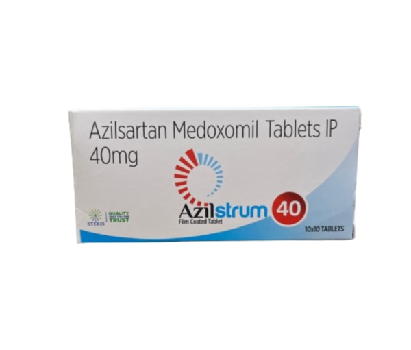 AZILSTRUM 40 AZILSARTAN MEDOXOMIL TABLET IP 40 mgAZILSTRUM 40 is a prescription medication containing Azilsartan Medoxomil, a potent angiotensin II receptor blocker (ARB) used to manage hypertension. This medication helps lower blood pressure, thereby reducing the risk of stroke, heart attack, and kidney problems. AZILSTRUM 40 is formulated to provide consistent and effective blood pressure control with once-daily dosing, making it a convenient option for patients managing hypertension. Key Benefits: Effective Blood Pressure Management: AZILSTRUM 40 helps lower high blood pressure, reducing the strain on the heart and blood vessels.Cardiovascular Protection: By controlling hypertension, this medication reduces the risk of cardiovascular events such as heart attacks and strokes.Kidney Protection: Lowering blood pressure can help protect the kidneys from damage, particularly in patients with diabetes or other risk factors.Once-Daily Dosing: AZILSTRUM 40 offers the convenience of once-daily dosing, ensuring consistent blood pressure control with minimal disruption to daily routines. How Does It Work?Azilsartan Medoxomil, the active ingredient in AZILSTRUM 40, works by blocking the action of angiotensin II, a hormone that causes blood vessels to constrict. By preventing the binding of angiotensin II to its receptors, Azilsartan helps to relax and widen the blood vessels, leading to a decrease in blood pressure. This mechanism of action helps in reducing the workload on the heart and promotes better circulation. Directions for Use: Take AZILSTRUM 40 exactly as prescribed by your healthcare provider.The typical dosage is one tablet taken orally once daily, with or without food.Swallow the tablet whole with a glass of water; do not crush or chew the tablet.Try to take the medication at the same time each day to maintain consistent blood levels.Continue taking AZILSTRUM 40 even if you feel well, as hypertension often has no symptoms. Side Effects:While AZILSTRUM 40 is generally well-tolerated, some patients may experience side effects, including:Dizziness: This may occur, particularly when standing up quickly. It’s advisable to rise slowly from a sitting or lying position.Fatigue: Some patients may feel unusually tired or weak.Diarrhea: Gastrointestinal disturbances, including diarrhea, may occur in some individuals.Hyperkalemia: Elevated potassium levels may occur, which should be monitored during treatment. For further information: EMAIL: info@sterispharma.com / contact@sterispharma.com CALL/WHATSAPP: 7877551268, 7849827488 Order NOW