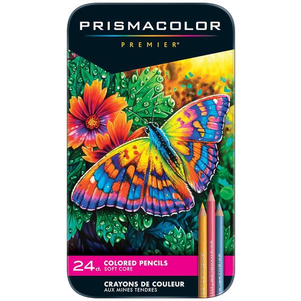 Prismacolor premier are soft core colored pencils ranging upto 150 brilliant, vibrant colors.A true art medium used by commercial and fine artists throughout the world for every level of expertise.The thick, soft waxcores create a smooth color laydown for superior blending and shading. Its thick lead resists breakage.Prismacolor pencils are known for their high-quality leads made with permanent pigments.The pencils are vivid and intense in one stroke. They are slow wearing, water resistant and extremely lightfast making them great for both beginners and professionals.These high-quality colored pencils help add enhanced impact to artwork.They are ideal for school assignments, personal art projects, professional tasks and more.Contents: Set of 24 Assorted Soft Core Colored Pencil