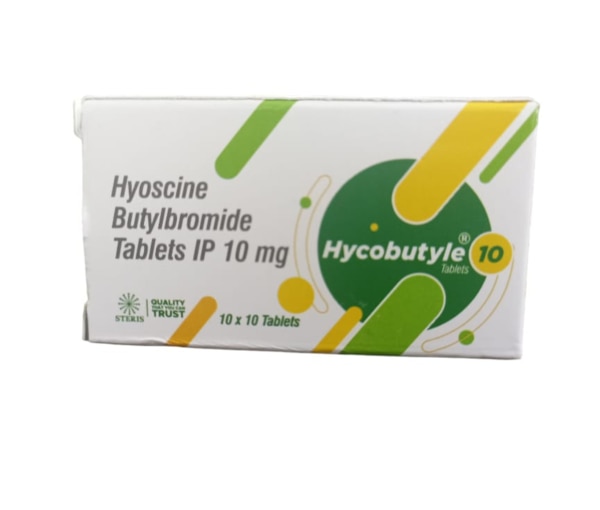 HYCOBUTYLE 10 Hyoscine Butylbromide tablet IPHyoscine Butylbromide Tablet IP, commonly known by the brand name HYCOBUTYLE, is a medication used primarily to relieve abdominal pain and cramping. It belongs to a class of drugs known as antispasmodics, which work by relaxing the muscles in the gastrointestinal tract and other organs. This helps in alleviating pain associated with various gastrointestinal and genitourinary disorders. Uses and Benefits:Hyoscine Butylbromide Tablet IP is effective in treating a range of conditions where muscle spasms are a major concern. It is frequently prescribed for:Abdominal Cramps: By reducing smooth muscle contractions, Hyoscine Butylbromide alleviates pain from cramps in the stomach or intestines.Irritable Bowel Syndrome (IBS): This condition often involves painful muscle spasms in the intestines. Hyoscine Butylbromide helps ease these symptoms and improve comfort.Biliary and Renal Colic: The medication can be beneficial in relieving pain associated with gallstones or kidney stones by relaxing the smooth muscles of the bile ducts or ureters. Dosage and Administration:The dosage of Hyoscine Butylbromide Tablet IP typically depends on the severity of the condition and the patient's response to treatment. For adults, the usual dose is one tablet taken three to four times daily, as needed. It is important to follow the healthcare provider's instructions and not exceed the recommended dose to avoid potential side effects.Hyoscine Butylbromide should be taken with a full glass of water. If the symptoms persist or worsen, it is advisable to consult a healthcare professional for further evaluation and management. Side Effects:Like all medications, Hyoscine Butylbromide Tablet IP may cause side effects, although not everyone experiences them. Common side effects include:Dry Mouth: Due to its anticholinergic properties, the drug may reduce saliva production.Constipation: The medication may slow down bowel movements in some individuals.Blurred Vision: This can occur due to the effect of the drug on the eye muscles.Serious side effects are rare but can include allergic reactions or severe gastrointestinal issues. If any unusual symptoms occur, it's important to seek medical attention promptly.For further information: EMAIL: info@sterispharma.com / contact@sterispharma.com CALL/WHATSAPP: 7877551268, 7849827488 Order NOW