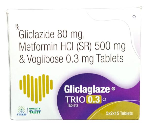 Voglibose (0.3mg), Metformin (500mg), Gliclazide (80mg)