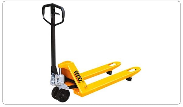 Pallet Truck, also known as a pallet jack or hand truck, is a manual material handling device used to lift and move palletized loads. It consists of a pair of fork-like arms that can be slid under a pallet, along with a hydraulic mechanism to raise the forks and lift the load off the ground.Types of Pallet Trucks : Manual Pallet Trucks: The most common type, operated by pumping a lever-attached handle which engages a hydraulic pump to raise the forks.Electric Pallet Trucks: Powered by batteries, they can be operated on foot (pedestrian) or with the operator riding on a platform (rider).All-Terrain Pallet Trucks: Designed for use on rough or uneven surfaces, featuring larger wheels and a more robust frame