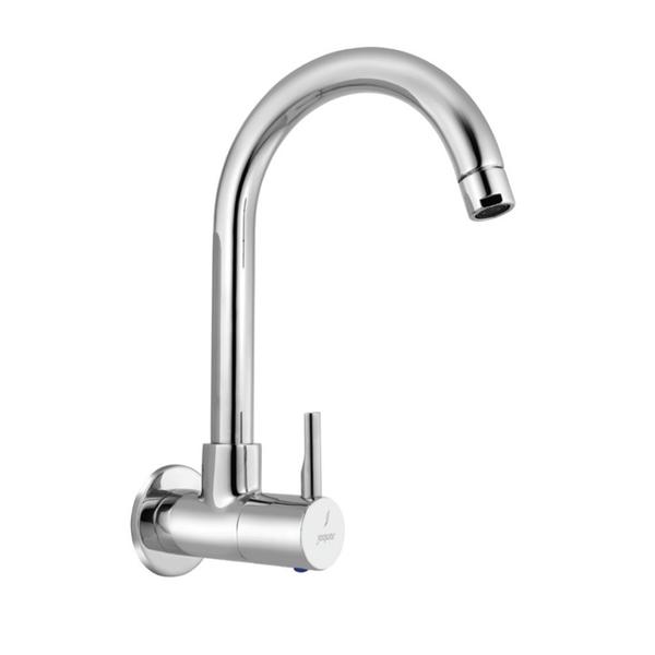 Range : Florentine PrimeCode   : FLP-CHR-5347PMDescription : Sink Cock with Regular Swinging Spout (Wall Mounted Model) with Wall Flange
