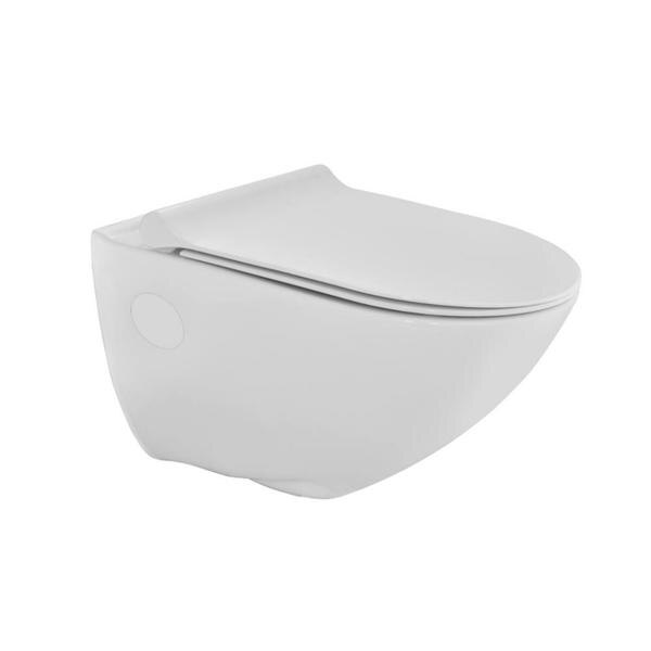 Range : Continental SeriesCode : CNS-WHT-963UFSMDescription : Rimless Wall Hung WC With UF Soft Close Slim Seat Cover, Hinges, Accessories Set, Size: 380x515x360 mm