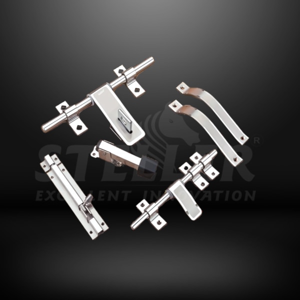 Enhance your doors with the Tu Tone SS Door Kit from Steller Industries, a premium hardware solution that combines modern design with exceptional strength. Crafted from top-quality stainless steel, this door kit is built to deliver unmatched durability and smooth functionality for both residential and commercial settings. The Tu Tone kit includes 1 AL-Drop with a Tu Tone Design, 2 AL-Drop Clamps, 1 AL-Drop Lock Clamp, 1 Towerbolt, 1 Door Stopper, 1 Latch with 3 Latch Clamps, and 2 Handles. Each component is meticulously designed to ensure secure, reliable, and effortless door operation.The Tu Tone AL-Drop offers a robust and secure locking mechanism, providing peace of mind by keeping your doors firmly in place. The AL-Drop clamps and lock clamp add extra stability, ensuring the entire setup is firmly anchored. The towerbolt enhances security by delivering a solid and dependable latching system. The door stopper safeguards your walls and furniture from potential damage, while the latch with its 3 latch clamps guarantees smooth door movement. The handles are ergonomically crafted for a comfortable grip, perfect for frequent use in high-traffic areas.Designed to endure daily wear and tear, the Tu Tone SS Door Kit features stainless steel construction that offers superior corrosion resistance. Its unique Tu Tone Design provides a sophisticated dual-finish look that elevates the style of any door, seamlessly fitting into various decor themes and enhancing the overall ambiance of your space.Key Features:High-grade stainless steel construction for unparalleled durability and corrosion resistance.Complete kit with a Tu Tone AL-Drop, clamps, towerbolt, door stopper, latch, and handles.Suitable for both residential and commercial doors, ensuring reliable security and easy operation.Designed for smooth installation and everyday use in high-traffic areas.Distinctive Tu Tone Design for a modern and elegant dual-finish look.Upgrade your door hardware with the Tu Tone SS Door Kit from Steller Industries and experience the perfect blend of functionality, strength, and dual-finish elegance.