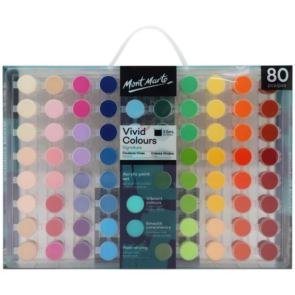 Vivid Acrylic Paint Set Featuring 80 Paints PotsThe Beautiful Range Of Vibrant Colors Is a Great Choice For Your Creativity ProjectsFast drying Acrylic Paint KitWide range of vibrant coloursPerfect set for designers and beginner artists