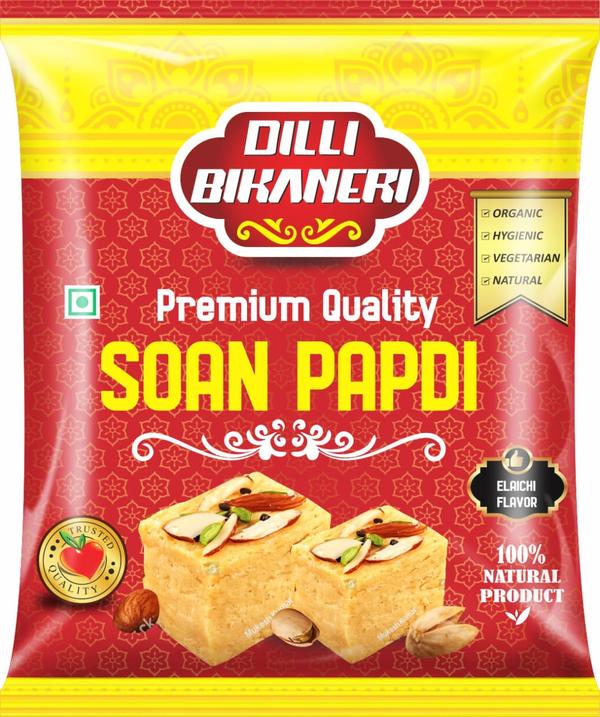 Our Soan Papdi Packaging Pouch offers the perfect blend of functionality and visual appeal. Designed with a center-sealed structure and crafted from premium materials like PET, MET PET, and LDPE, these pouches ensure maximum freshness and protection for your product. The glossy surface finish and rotogravure printing technique deliver vibrant, eye-catching designs that enhance the overall presentation, making your brand stand out on the shelves.At Chirag Enterprises, we offer fully customized designs that cater to your unique branding needs—free of charge. Whether you need vibrant colors or a sleek design, our packaging is tailored to captivate customers and reflect the quality of your product. The heat-sealed closure ensures that the contents remain secure and fresh, while the durability of the pouch ensures long-lasting performance.Located in Delhi, we specialize in all types of flexible laminated rolls and pouches. With a minimum order quantity of just 500-600 kilograms, we provide reliable, high-quality packaging solutions at competitive rates. Come to Chirag Enterprises for the best in flexible packaging!