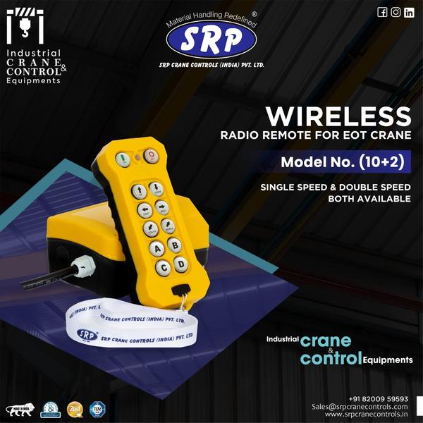 Product Details:Usage/Application EOT CraneRemote Type Wireless Remote ControlBrand SRPMaterial PlasticPackaging Type BoxModel Number/Name F21-E1BDistance Range 0-100 mBattery Life 12 HoursCurrent Consumption 100mA-120mAPower Consumption 0.58 W - 0.65 WAll Voltage Available - 110v,24v,220vAll model Available Also we are doing customized product.Accessories:1 Receiver and 1 transmitter6 Single buttons1 Stop button1 Start switchRequestCallbackAdditional Information:Delivery Time: IMMEDIATE