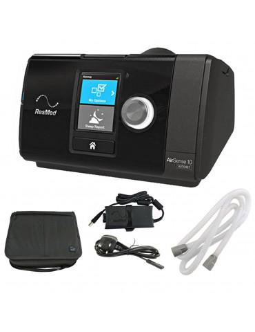 The AirSense 10 AutoSet CPAP Machine with HumidAir Heated Humidifier builds on the reliable and advanced features of the S9 line of machines by ResMed adding a built-in HumidAir humidifier in a sleek design that is 23% lighter.The ResMed AirSense™ 10 AutoSet CPAP Machine with HumidAir™ Heated Humidifier combines the proven technology of the AutoSet algorithm with the integrated comfort of the Optional ClimateLineAir Heated Tube. This is an auto-titrating CPAP machine that adjusts the pressure on a breath by breath basis to deliver the minimal pressure needed to maintain the airway.