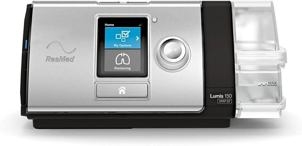 Designed for non dependent patients with respiratory insufficiency or obstructive sleep apnea (OSA), Lumis 150 VPAP STA is non invasive ventilator with a set of fixed and adjustable alarms that deliver personalized ventilation. Featuring ResMed's unique volume assurance mode iVAPS (intelligent Volume Assured Pressure Support) Lumis 150 STA maintains target alveolar ventilation to suit each patient's changing needs. Together with an intelligent backup rate (iBR) and optional Auto EPAP, iVAPS continuously monitors ventilation and upper airway to help you further personalize therapy for your patients