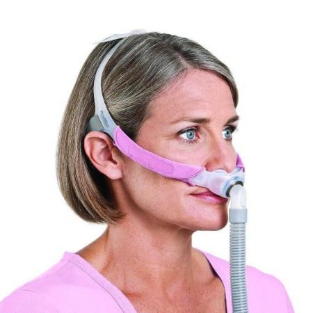 Nasal pillows mask is our quietest mask yet. Bringing you the latest technology in sleep apnea therapy, the AirFit is approximately 50% quieter and 50% lighter than its predecessor. A recent ResMed study found that patients using the AirFit  wore it for 40 minutes longer per night. Offering premium comfort and ease of use without compromising stability, the AirFit also sports a unique split-strap headgear design for minimal facial contact and a real sense of freedom.