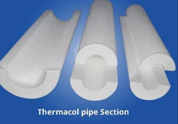 Material ThermocolDensity 10-20 Kg/m3Thickness 20-75 mmLength 400 mmMax Withstanding Temperature 10 Degree CThermocol Pipe Section