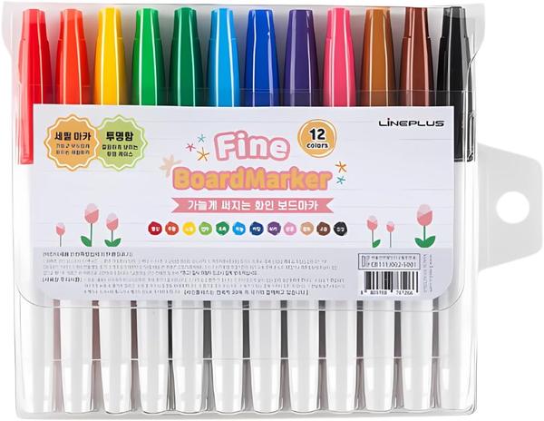 2mm Fine Tip for Precise Writing and Drawing: Ideal for detailed writing, coloring, or drawing, these markers are perfect for use at home, school, or the office.🖐️ Slim, Comfortable Design: The lightweight and slim body provides a comfortable grip, reducing hand strain during extended use, and features a clip cap for portability.🌈 12 Essential Colors for Versatility: Choose from a range of vibrant colors to make your work stand out, perfect for presentations, teaching, and creative projects.🧼 Dry-Erase, Easy to Wipe Off: Effortlessly erase your marks on whiteboards, glass, or other non-porous surfaces without leaving stains or streaks.🇰🇷 Made in Korea – Quality You Can Trust: Crafted with precision in Korea, these board markers offer smooth writing and long-lasting performance, trusted by professionals and educators worldwide.