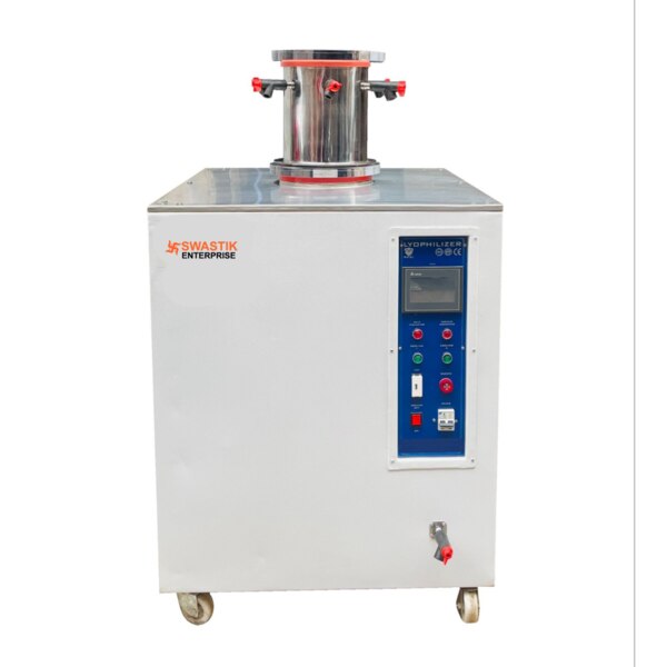 Freeze Dryer (Lyophilizer) ManufacturerFreeze DryerWe are a top Freeze Dryer manufacturer, supplier & exporter in India, offering wide range of Laboratory & Industrial Freeze Dryers and Lyophilizer. These products are created to specifically address the requirements of manufacturers, researchers, and scientists. Our freeze dryers at Swastik can range in complexity from very simple to highly complex, depending on the application.What is a Freeze Dryer?A lyophilizer, commonly referred to as a freeze dryer, is a tool or machine used to sublimate or freeze-dry out water or moisture from a substance. When a substance is frozen to an extremely low temperature, the moisture or water is then eliminated by sublimation, which is the immediate transfer of a substance from the solid to the gas state without passing through the liquid state.Freeze Dryer - Drying ProcessThe drying procedure is as follows: First off, the low temperature environment has frozen the food's interior moisture. The second phase in the drying process is the direct conversion of the ice present in the initial raw material into steam evaporation in a nearly vacuum environment. Finally, food's internal moisture content will significantly drop. The entire dewatering procedure takes place in a cooler setting than a conventional dryer.Our freeze dryers are made to remove moisture from materials at low temperatures while under vacuum, protecting sensitive biological samples, food items, and other objects. We provide a range of models with various sizes, capacities, and features to meet your particular needs.Contact Freeze Dryer ManufacturerContact Swastik as one of the best Freeze dryer manufacturer in India. Our Customized Freeze Dryer/Lyophilizer is made to your precise specifications since we recognize that every customer has individual needs. Our team of professionals is always on hand to offer continuous technical support and maintenance services, as well as assistance in selecting the best freeze dryer for your application.