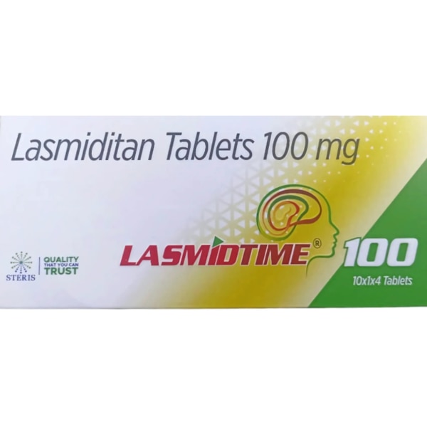Lasmidtime 100, containing 100 mg of lasmiditan, is a specialized medication designed to treat acute migraine attacks with or without aura in adults. Unlike many traditional migraine medications, lasmiditan is part of the serotonin receptor agonists class, which specifically targets receptors involved in migraine relief, providing fast-acting relief and reducing migraine-related symptoms like sensitivity to light and sound. LASMIDTIME 100 is effective for those who cannot tolerate conventional migraine treatments or who require an alternative option. Key Benefits: Rapid Migraine Relief: LASMIDTIME 100 provides quick relief from the pain and discomfort associated with migraines, helping restore functionality.Non-vasoconstrictive: Unlike many migraine medications, lasmiditan does not constrict blood vessels, making it safer for people with heart-related issues.Reduces Migraine-Related Symptoms: In addition to pain, it helps reduce associated symptoms like nausea, photophobia (light sensitivity), and phonophobia (sound sensitivity). How Does It Work? Lasmiditan works by binding to the serotonin 5-HT1F receptors in the brain. These receptors are implicated in migraine mechanisms and, when activated, they help reduce pain signaling pathways that contribute to migraine. By selectively targeting 5-HT1F receptors, lasmiditan alleviates migraine symptoms without affecting blood vessel diameter, making it suitable for patients with cardiovascular issues. Directions for Use: Dosage: Take LASMIDTIME 100 as prescribed by your healthcare provider, typically at the onset of migraine symptoms. Avoid taking more than the recommended dose within a 24-hour period.Administration: Swallow the tablet whole with water. This medication should only be used for acute migraine attacks and not as a preventative treatment.Precaution: Do not drive or operate heavy machinery after taking LASMIDTIME 100, as it may cause dizziness or drowsiness. Side Effects: Some users may experience side effects, including:Dizziness or Drowsiness: Common side effects due to the drug’s action on the central nervous system.Fatigue: Some individuals may feel unusually tired after taking lasmiditan.Paresthesia: A tingling or prickling sensation in certain parts of the body.Nausea: Mild nausea may occur, particularly when taken on an empty stomach.
