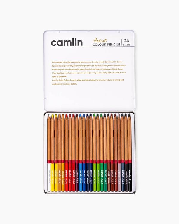 Be it smooth gradients or fine details, our color pencils—crafted with premium pigments and cedar wood—provide rich, blendable colors to elevate your art.High-quality pigmented shadesWax-based leads offer a soft buttery texture for effortless blending, layering, and shadingSmooth application and broad coverage across a variety of paper typesPremium, durable tin box for secure storage and convenient handlingIdeal for drawing, sketching, coloring, and mixed media projectsBlank swatch card included in pack for shade testingSafe to use and environmentally-friendly.