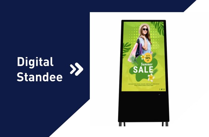 A digital standee is a floor-standing digital signage display that can be used for advertising, brand promotion, and more. They are often used in a variety of settings, including:Exhibitions, Airports, Reception lobbies, Schools, Hospitals, Offices, and Auditoriums. Digital standees can be used for a variety of purposes, including:Advertising: Digital standees can be used to reach a target audience and promote a brand. Data collection: Digital standees can be used to collect data about customers, such as their interests, demographics, and browsing habits. Wayfinding: Digital standees can be used to help people find their desired premises. Digital standees can have a variety of features, including:Remote content managementDigital standees can be managed remotely through a content management system (CMS). Touchscreen functionalityDigital standees can be interactive and use features like touchscreens and gesture control. Dynamic contentDigital standees can display dynamic content that can be changed quickly and easily. Ease of useDigital standees can be easy to use, with features like adjustable button sizes.