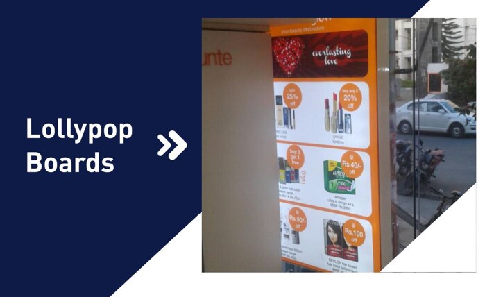 Lollipop boards, also known as lollipop flanges, are large, eye-catching signs that are often used for advertising and can be used in a variety of settings: AppearanceLollipop boards are designed to be seen from a distance and can be made in a variety of shapes, including circular, square, and rectangular. CustomizationLollipop boards can be customized to display a company's message, logo, or images. VersatilityLollipop boards can be used in many settings, including retail stores, events, exhibitions, and product launches. Ease of useLollipop boards are easy to install and transport. MaterialsLollipop boards can be made from a variety of materials, including acrylic, metal, and plastic. UsesLollipop boards can be used for LED signage, graphics display, and outdoor promotional use. Some places that sell lollipop boards include:Asiapacific Marketing And Events Pvt. Ltd.A.B SalesThe Golden AdvertisingCefforts IndiaTrinity Prints & Graphic