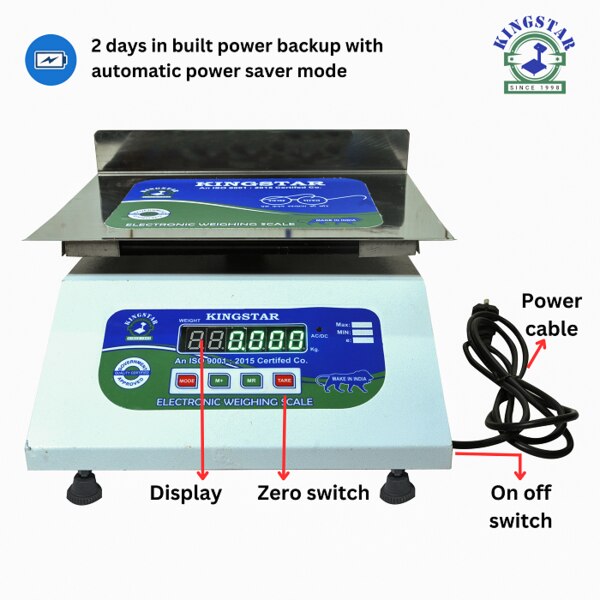 Tabletop Weighing Scale Capacity 30Kg Accuracy 5gm Minimum 100gm front & Pole Display